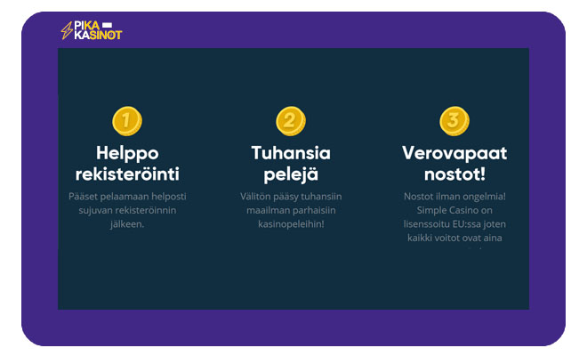 Näiden syiden nojalla Simple Casino on parempi kuin sen kilpailijat
