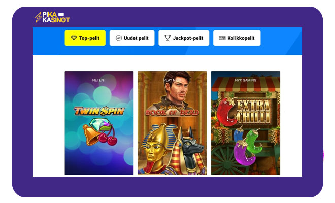 Sivuston pelifilttereiden avulla 800 peliä voi lajitella haluamallaan tavalla.