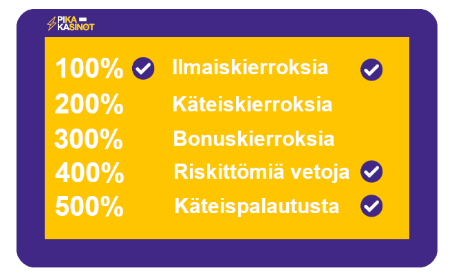 erilaiset bonukset