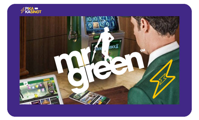 Mr Green casinon logo sekä esittely sivustosta