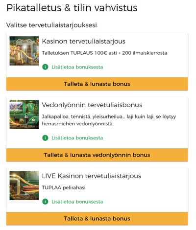 Mr Green antaa sinun valita oman bonuksen