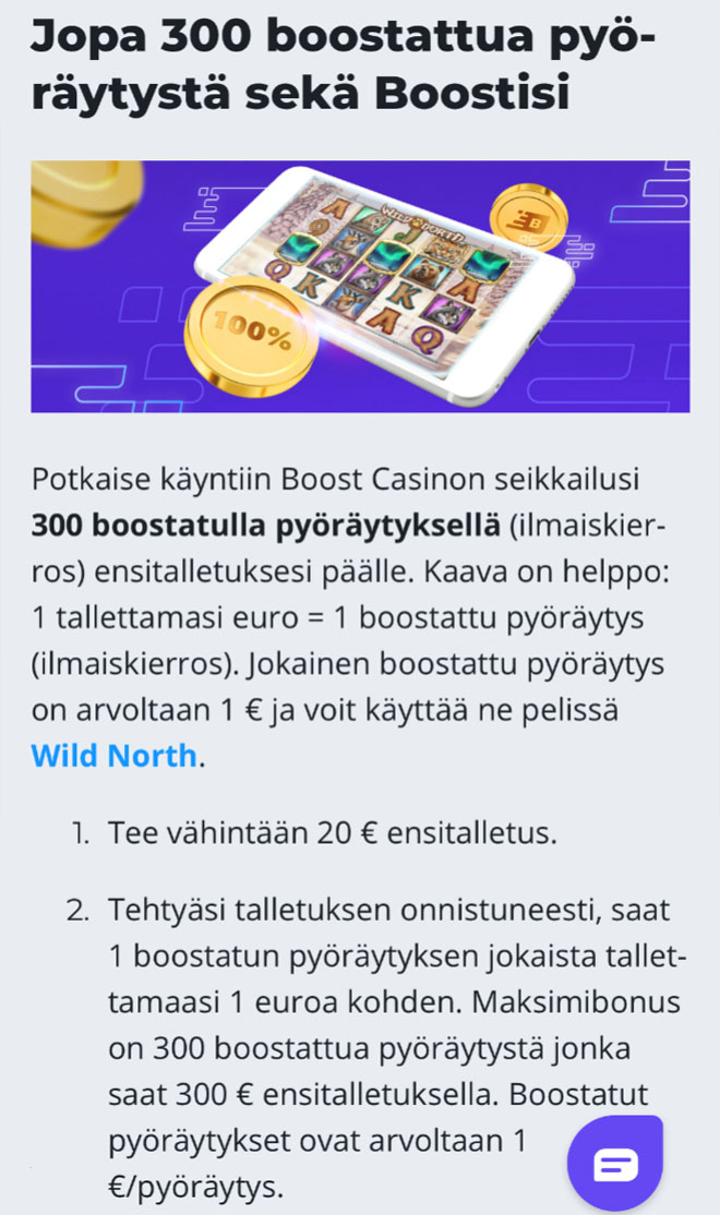 Boost Casino eroaa bonuksellaan merkittävästi muista sivustoista