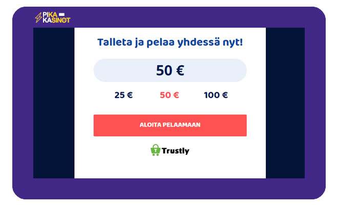 Talletuksen tekeminen on nopeaa ja kulutonta