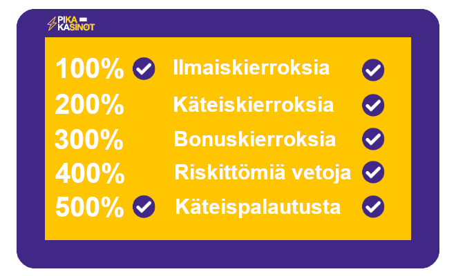 bonukset pikakasinoilla nyt