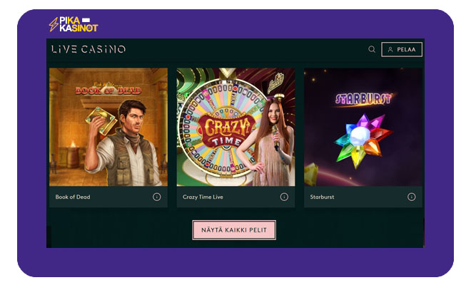 Kerää Livecasino.com kokemuksia tuhansien pelien valikoimasta