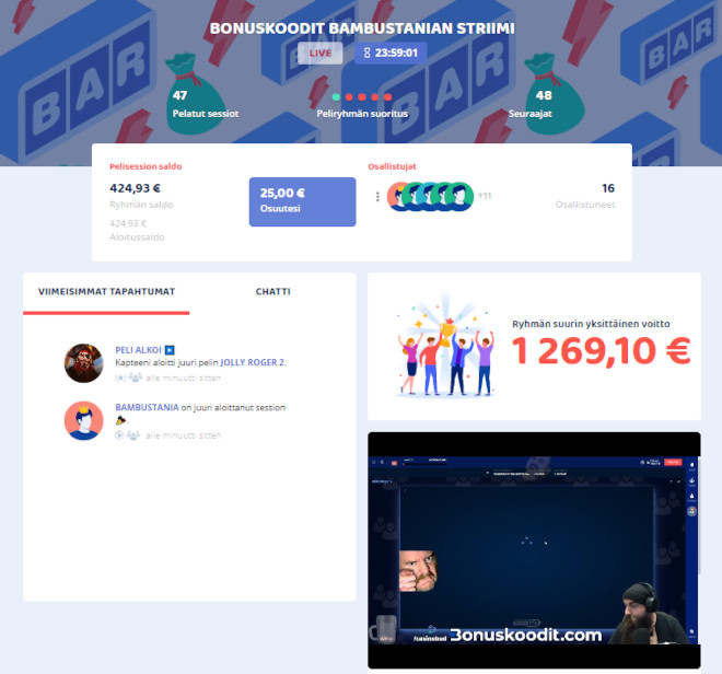 aktiivinen pelisessio casinobudilla