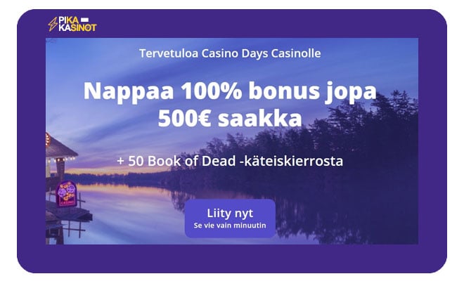 Aloita pelit 100% non-sticky bonuksella 500 € asti