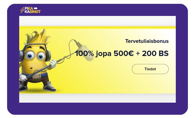 Nappaa nyt 100% light casino bonus 500 € asti