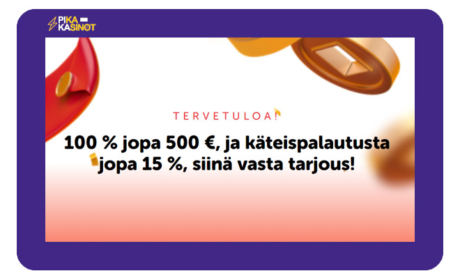 KoiCasino bonus on 100% 500 € asti