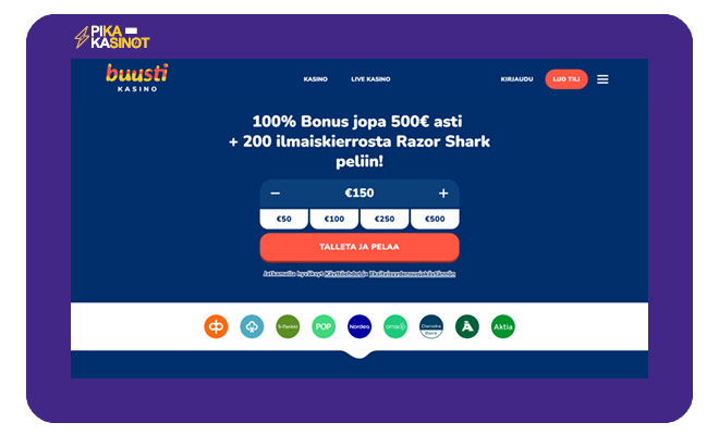 Buusti Casino tarjoaa 100% non-sticky bonuksen