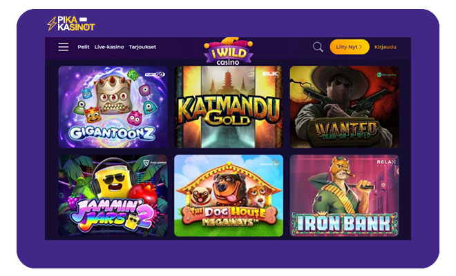 Löydät iWild Casinolta paljon suosittuja pelejä