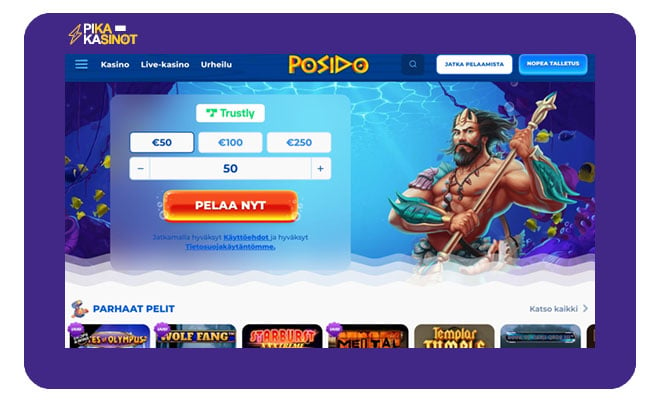 Posido Casino kokemuksia voi kerätä Trustlyn avustuksella