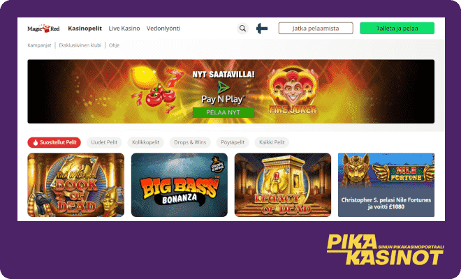 Magic Red Casino kokemuksia voi nyt hakea pikana Trustly Pay N Playn avulla.