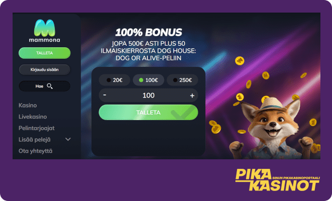 Lunasta Mammona Casino bonus ja pelaa pikana.