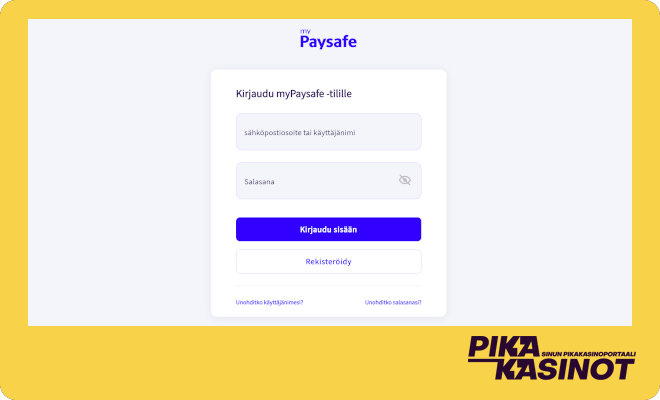 Mypaysafe kirjautuminen.