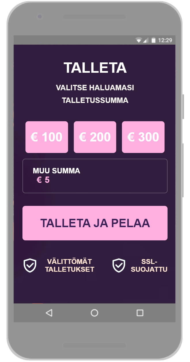 Avaa talletusikkuna ja valitse summa.