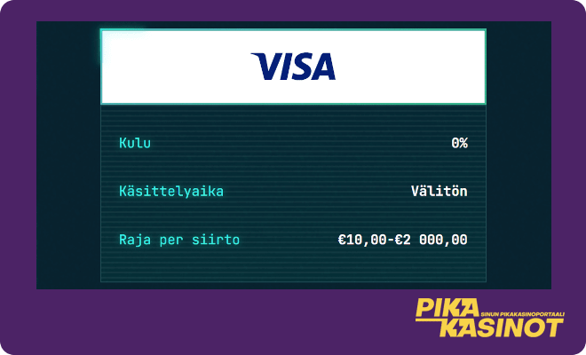 Visa casino talletus on yleensä täysin kuluton.