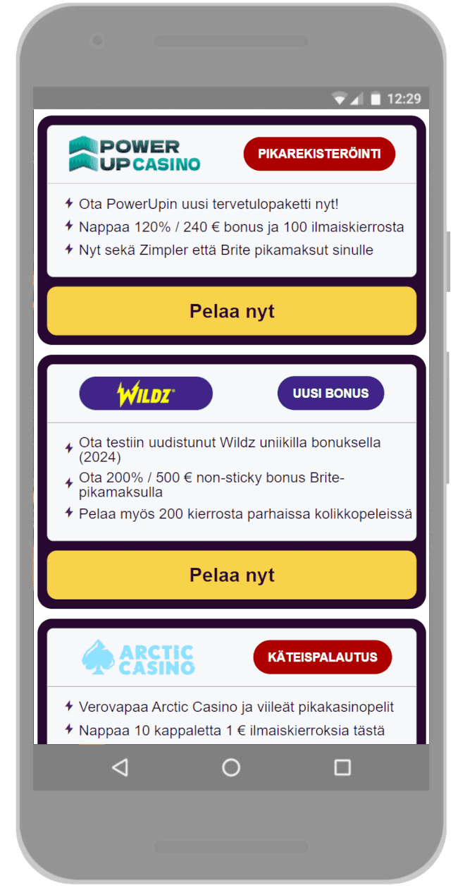 Valitse sopiva Visa casino listalta.