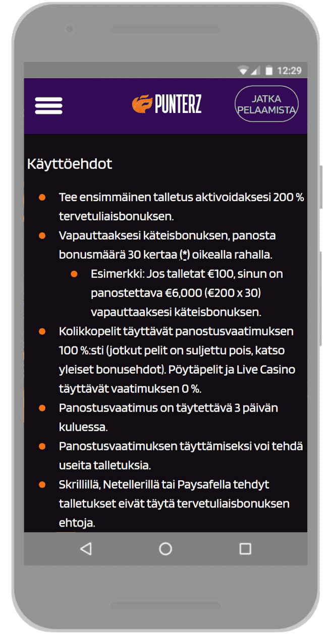 Tutustu bonuksen sääntöihin ja ehtoihin.