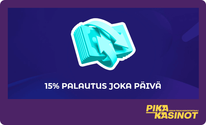 Ota TaikaWin Casino bonus, joka tarjoaa 15% bonuspalautusta.