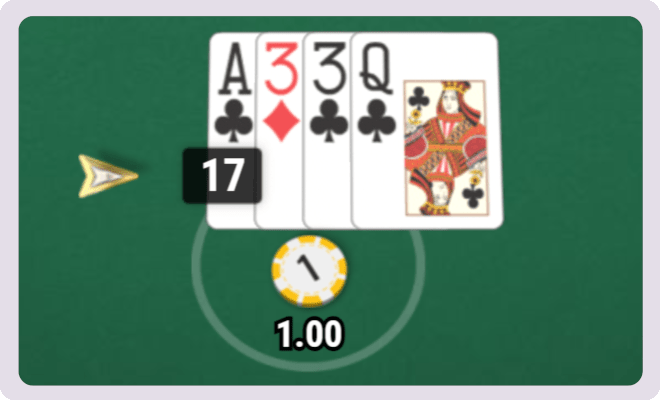 Blackjack-käsi summalla 17.