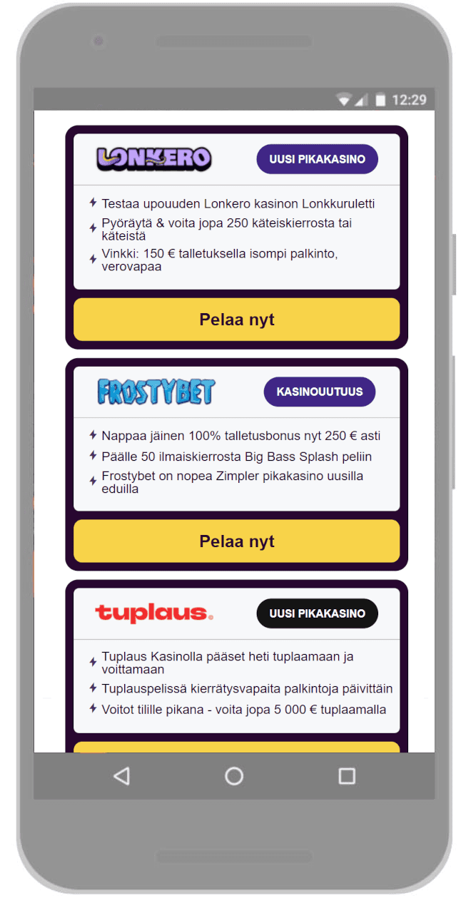 Valitse kasino live kasinot -listaltamme.