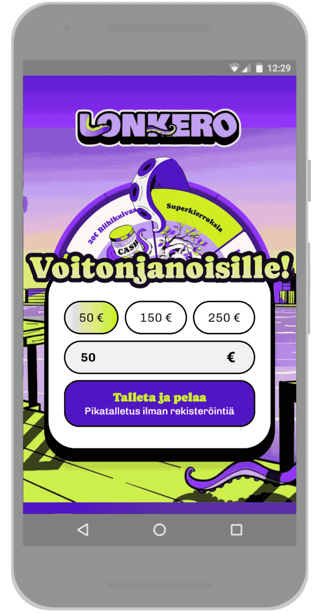 Siirry syöttämään talletettava summa.