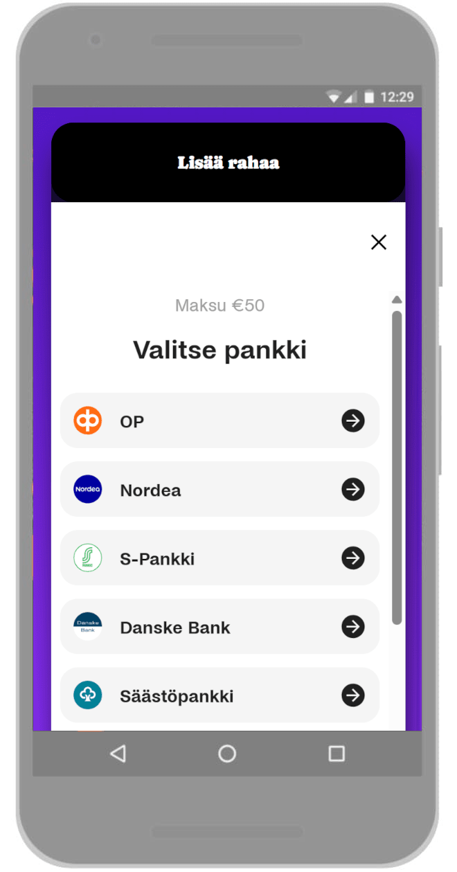 Vahvista siirto ja tunnistaudu pankkitunnuksin.