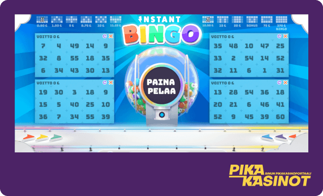 Esimerkki bingo-pelistä nettikasinolla.