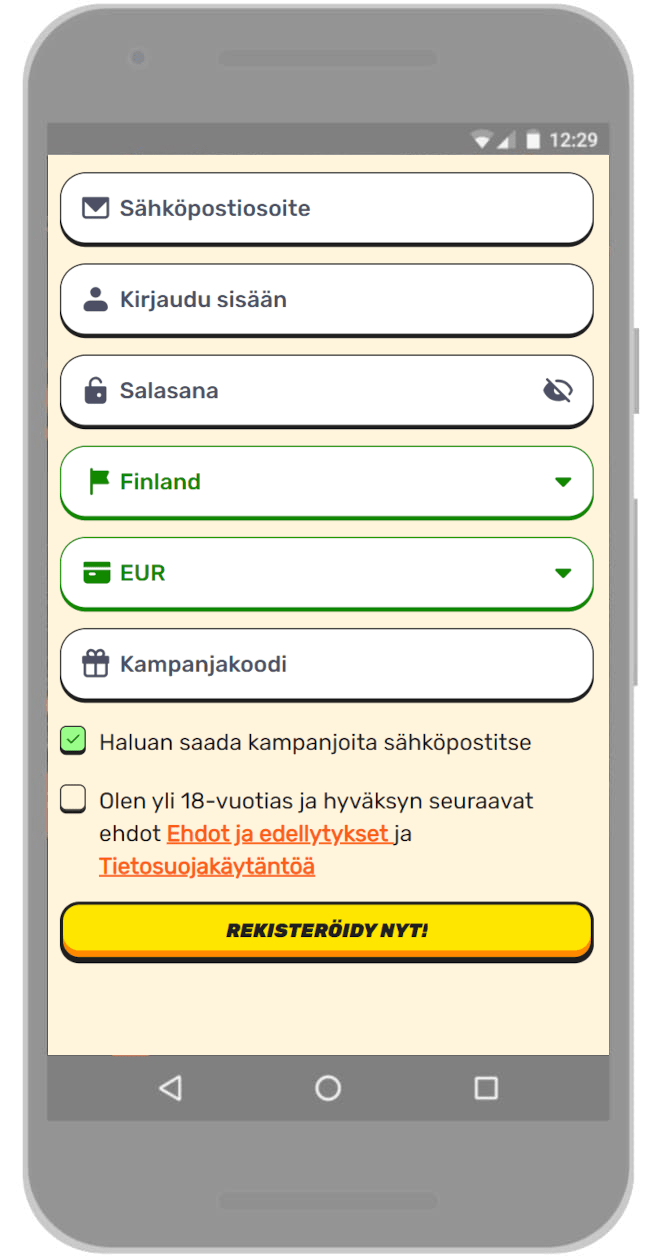 Rekisteröi pelitili.