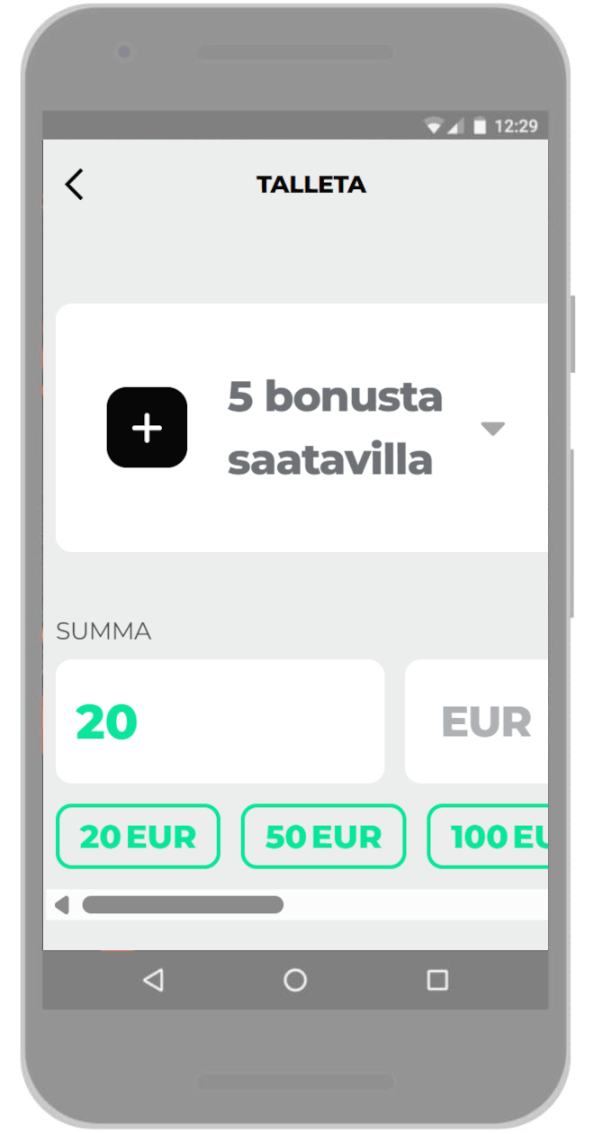Syötä summa, jonka haluat tallettaa.