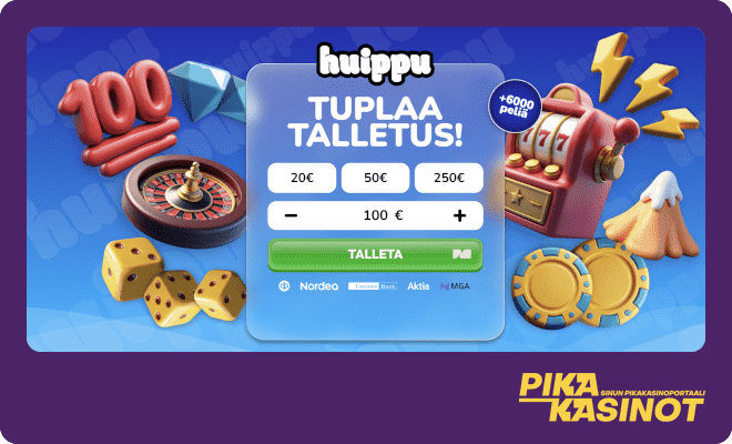 huippukasino tarjoaa huiman ensitalletusbonuksen