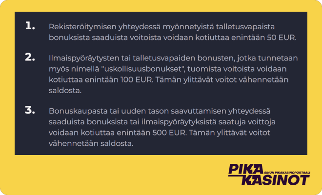 Ote Revolut casinon bonusehdoista.