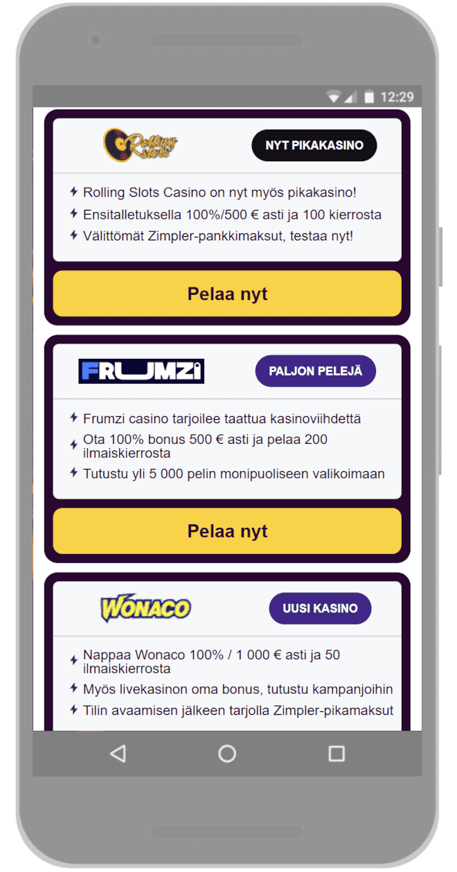 Valitse kryptokasino listaltamme.