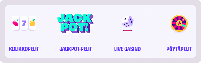 Jackpot pelit kasinon pelivalikoimassa kolikkopelit, jackpot pelit, live casino ja pöytäpelit