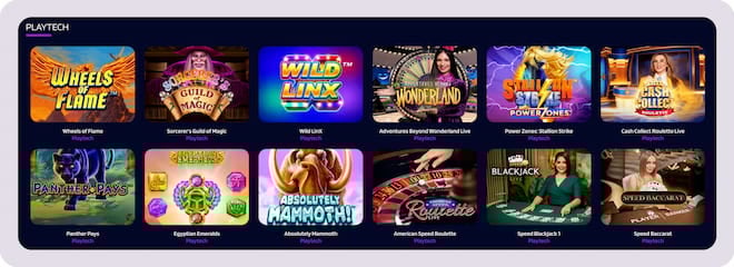 Playtech casino pelivalikoimassa.