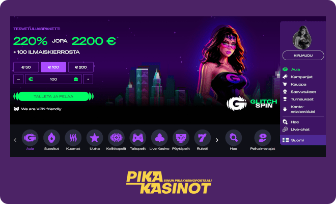 GlitchSpin Casino kokemuksia.
