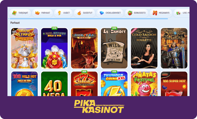 Nomini Casinon pelivalikoimaa.