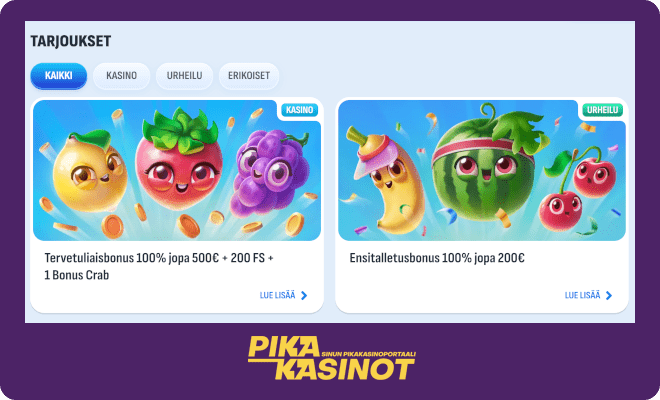 Tervetulobonukset Nomini Casinolla.