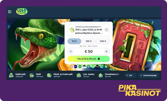 Hanki omia Lolokasino kokemuksia pikana.