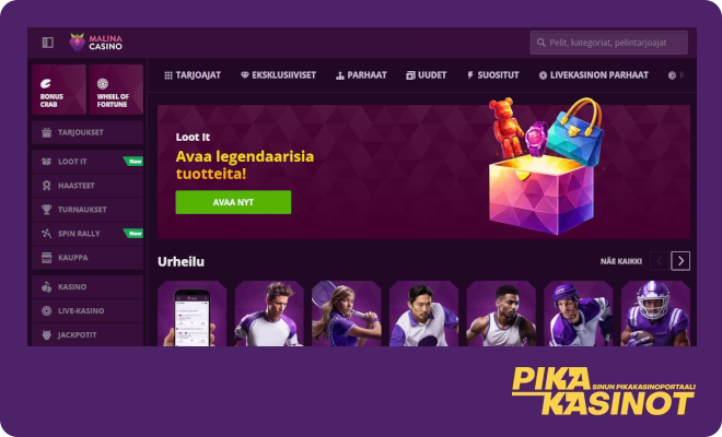 Hanki monipuolisia Malina Casino kokemuksia.