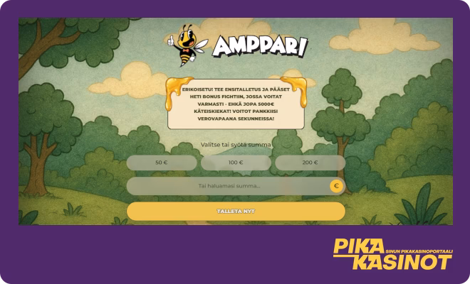 Hanki Amppari kasino kokemuksia pikatalletuksella.