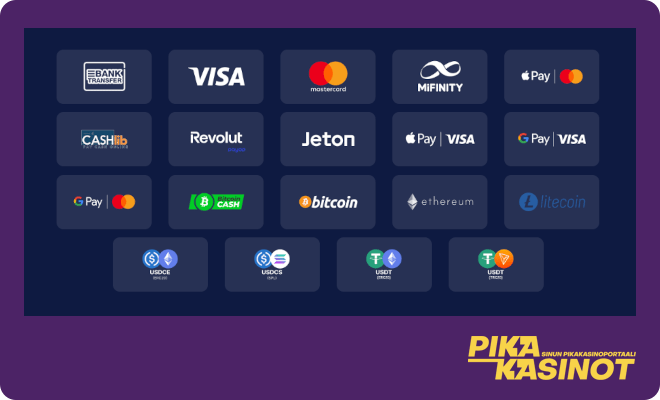 Maksutapojen valikoimaa Anjouan kasinolla.