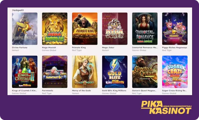 Testaa Ohkasino jackpot-pelit ja muu pelivalikoima.