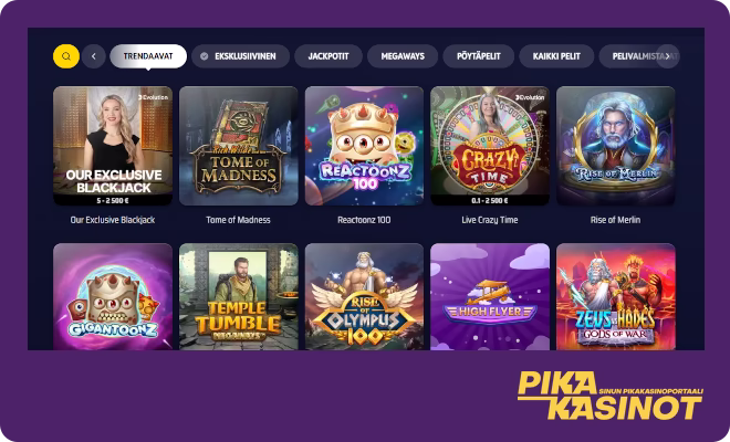 OneRushCasino pelit viihdyttävät.