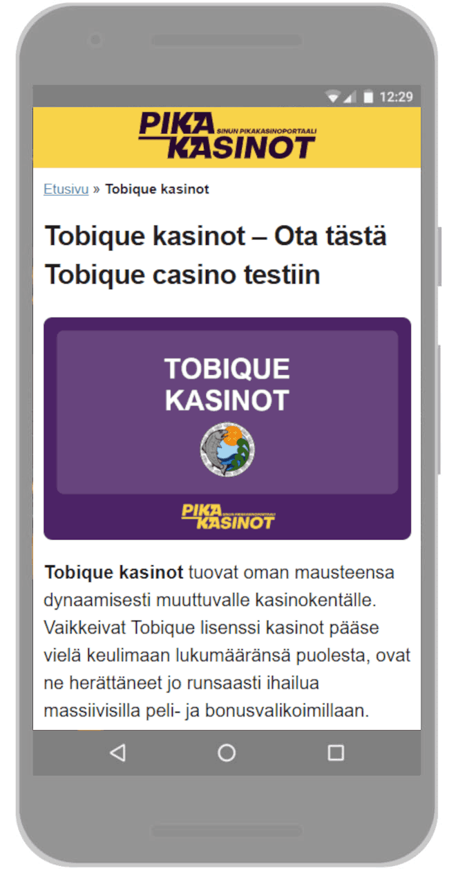 Siirry Tobique kasinolle.