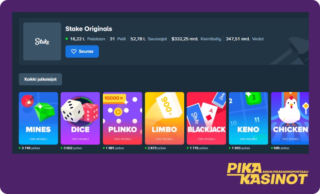 Testaa uniikit Stakekasino pelit.