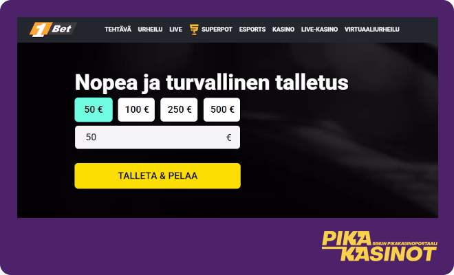 1 Bet Casino kokemuksia voi hankkia myös ilman rekisteröitymistä.