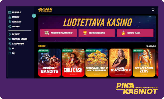 Hanki omia Sala kasino kokemuksia ilman rekisteröitymistä.