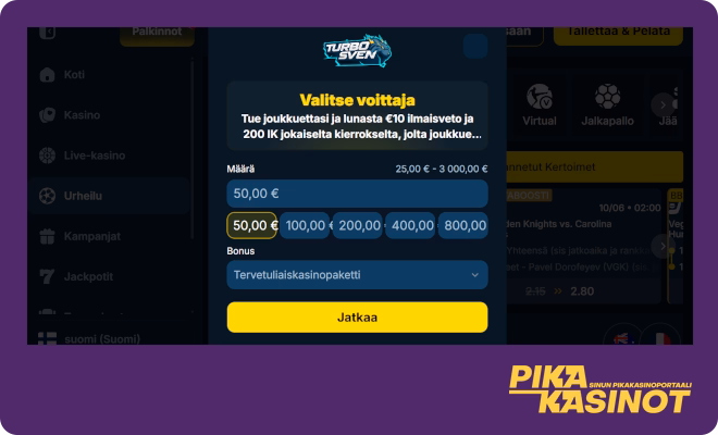 Hanki Turbo Sven kokemuksia pikatalletuksella.